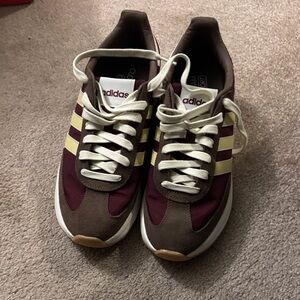 Adidas Maroon and Cream Athletic Shoes